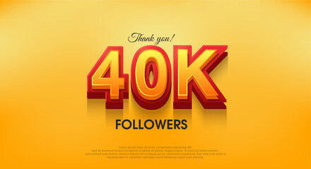 Thank you 40k followers 3d design, vector background thank you.