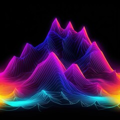 Visualization of sound waves. Abstract futuristic background with colorful glowing neon moving high speed wave lines and bokeh lights. Data transfer concept. Fantastic wallpaper. Generative AI