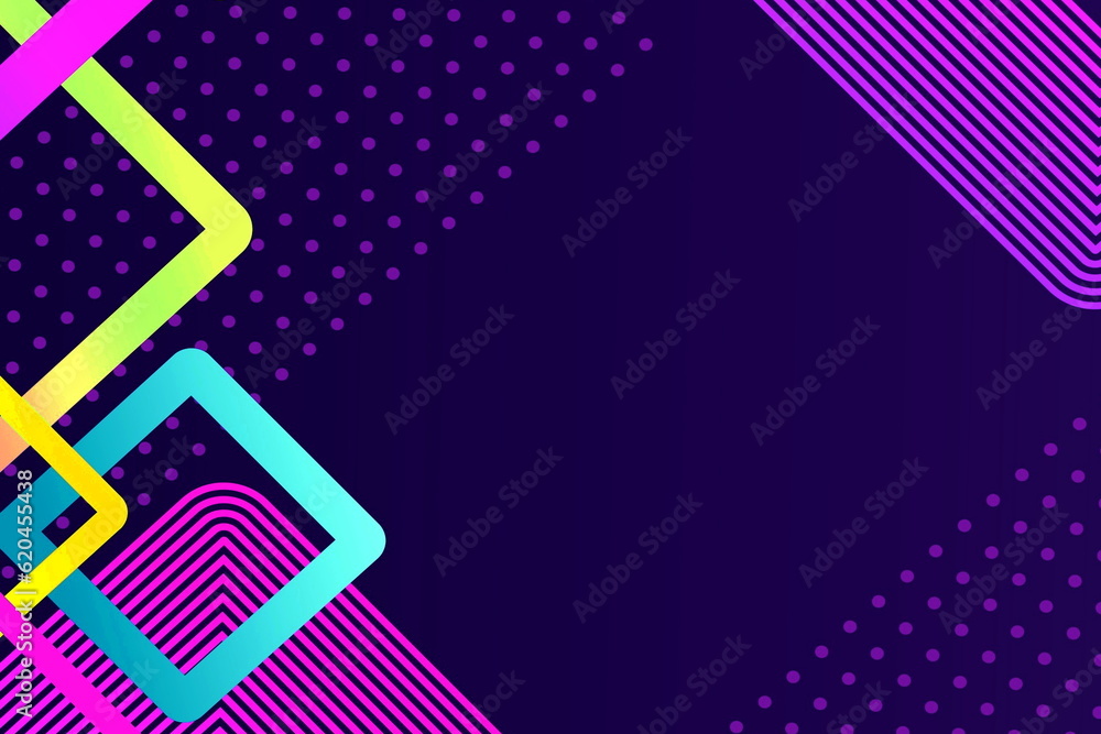 Poster purple background with squares, lines and dots. background of digital technology. design for science