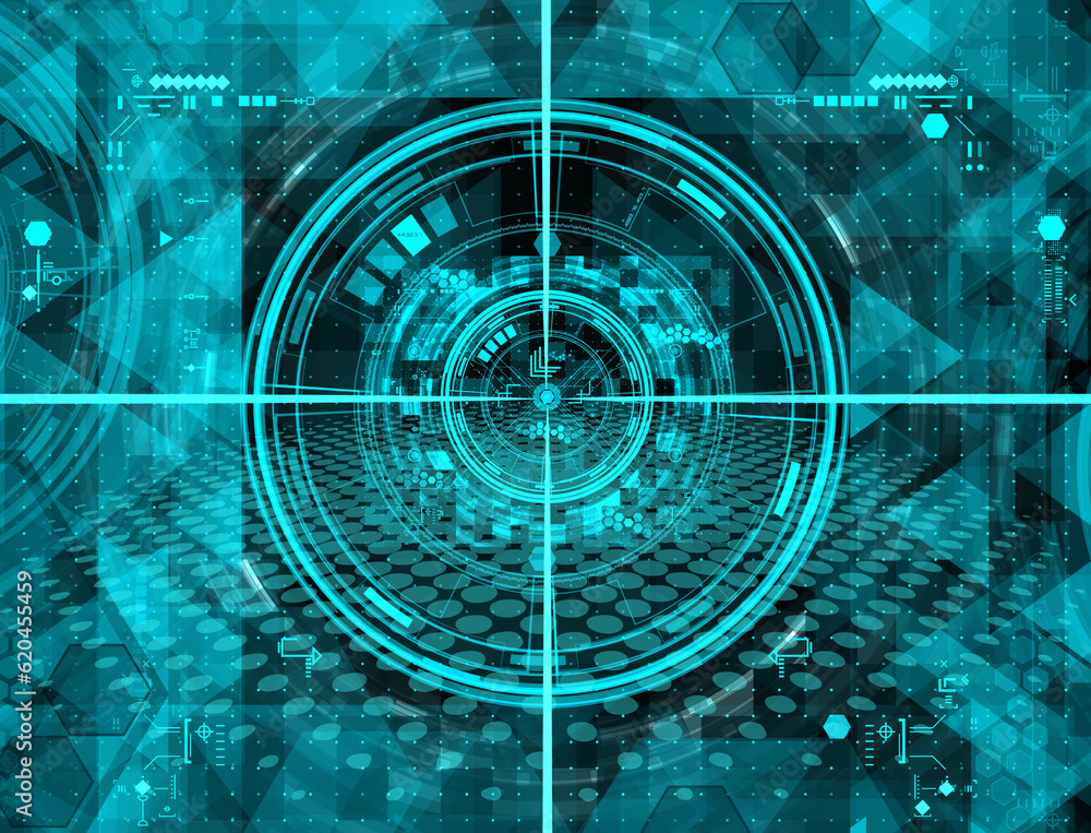 Poster digital technology background. abstract circulars background with lines and dots. design for science