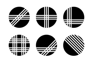 Abstract Geometric Circle Black and White Design Elements Set.