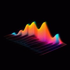 Visualization of sound waves. Abstract futuristic background with colorful glowing neon moving high speed wave lines and bokeh lights. Data transfer concept. Fantastic wallpaper. Generative AI