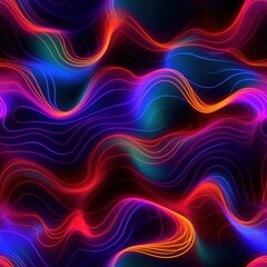 Fototapeta premium Visualization of sound waves. Abstract futuristic background with colorful glowing neon moving high speed wave lines and bokeh lights. Data transfer concept. Fantastic wallpaper. Generative AI