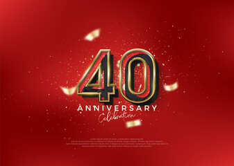 40th Anniversary number. To celebrate birthday with bold red concept. Premium vector for poster, banner, celebration greeting.