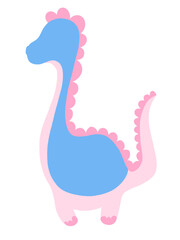 color illustration silhouette cartoon style dinosaur small for kids pink and blue shades toy logo design element
