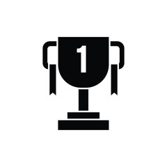 Trophy cup for first place glyph icon vector. Reward and achievement symbol stock illustration. Youth sport trophy cup glyph icon for web or game interface. Prize for championship.