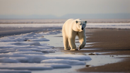Image of polar bear survival in the changing Arctic, Generative Ai - 620458224