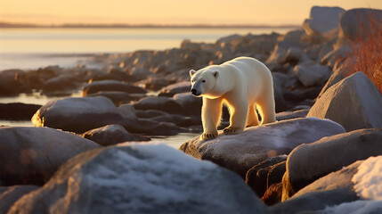 Image of polar bear survival in the changing Arctic, Generative Ai - 620458647