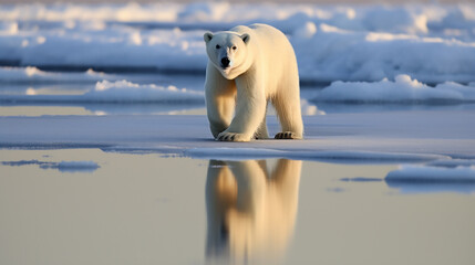 Image of polar bear survival in the changing Arctic, Generative Ai - 620458816