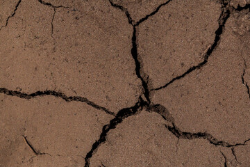 close up of dry cracked soil background