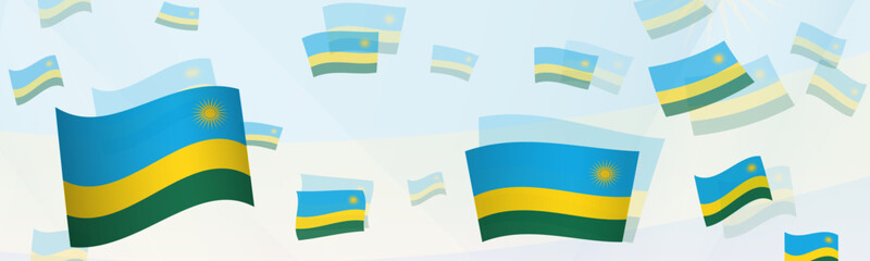Rwanda flag-themed abstract design on a banner. Abstract background design with National flags.
