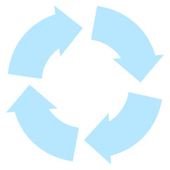 循環する円形矢印のリサイクルマークのシンプルなイラスト
