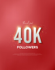 Thank you 40k followers with white numbers wrapped in shiny gold.