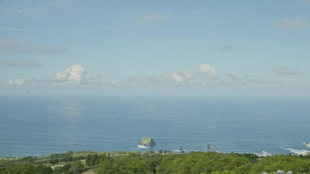 Azores: Ilheu dos Mosteiros, Wide View from Lomba do Vasco viewpoint, S&atilde;o Miguel