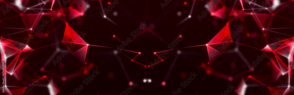 Poster abstract illustration with connected dots and lines. digital network background. the concept of scie