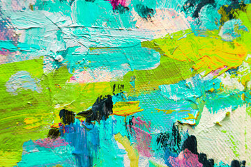 Colorful abstract oil painting art background. Texture of canvas and oil.