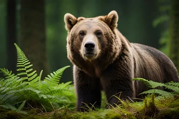 Tuinposter brown bear in the woods © Nazia