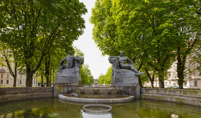 TURIN, ITALY, APRIL 11, 2023 - The Angelic Fountain in Solferino Square in Turin, (Torino), Italy