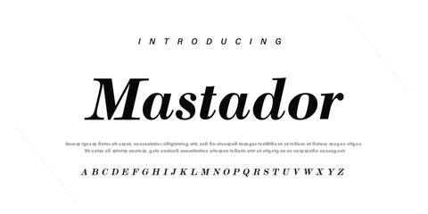 Mastador Modern abstract digital alphabet font. Minimal technology typography, Creative urban sport fashion futuristic font and with numbers. vector illustration