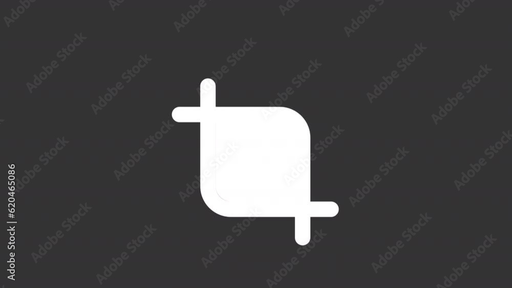 Poster animated crop white solid icon. online editing tool. frame selection. resize footage file. looped hd