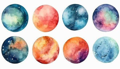 Watercolor Galaxy set on isolated white background