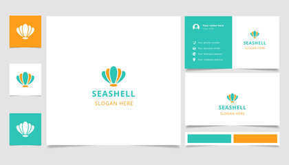 Fototapeta premium Seashell logo design with editable slogan. Branding book and business card template.