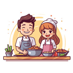 couple cooking in the kitchen