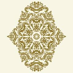 Oriental vector ornament with arabesques and floral elements. Traditional golden classic ornament. Vintage pattern with arabesques