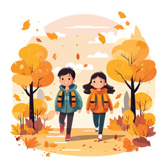 children in autumn park