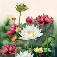 Watercolor oriental illustration
Floral digital background - 620468480