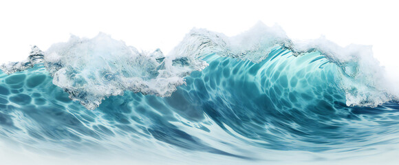 Fototapeta na wymiar Water waves isolated on transparent background cutout. Sea, sea waves, waves with foam. Isolated on transparent background. KI.