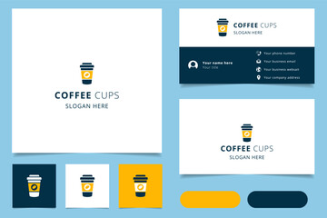 Obraz na płótnie Canvas Coffee cups logo design with editable slogan. Branding book and business card template.