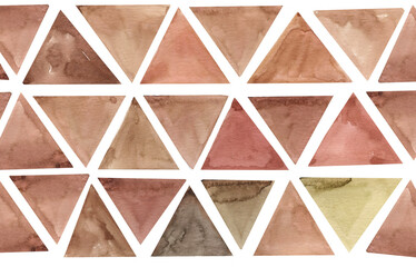 Abstract background, brown watercolor triangles, vintage background