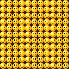 Yellow Smile Face Seamless Pattern. Vector Background
