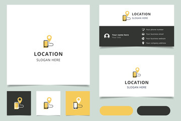 Location logo design with editable slogan. Branding book and business card template.