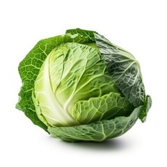 Fresh green cabbage isolated on white background