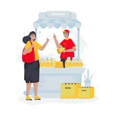 A woman doing a shopping bargain flat illustration