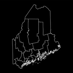 Maine state map with counties. Vector illustration.