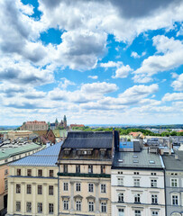 Naklejka na ściany i meble Krakow center cityscape from a rooftop.
