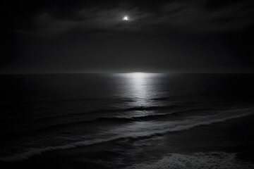 Fototapeta premium gray scale night sea by AI
