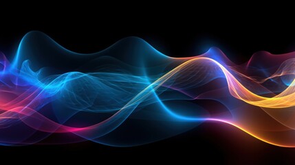 Obraz premium Visualization of sound waves. Abstract futuristic background with colorful glowing neon moving high speed wave lines and bokeh lights. Data transfer concept. Fantastic wallpaper. Generative AI
