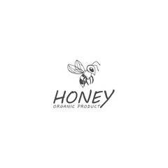 Honey bee hand drawing style logo template