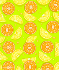  summer fruit  pattern lemon and orange.Colorful hand drawn patchwork flat cartoon seamless pattern. Handmade patch work quilt style background for textile concept or fun modern backdrop design.
