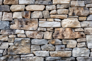 Fototapeta premium Stone wall or rocks, highlighting the rugged texture and intricate natural patterns. Generative AI.