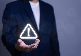 warning triangle and exclamation sign icon caution of dangerous problems server error	
