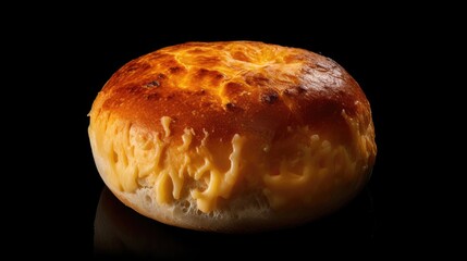 Baked bread buttery bread on black background, generative ai