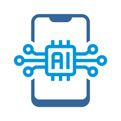 AI circuit with smartphone icon isolated on transparent background. intelligent, artificial, intelligence, programming, robotic, automation, circuit, tech, cyberspace, innovation, learning, process