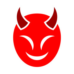 red devil icon isolated on transparent background. smile, evil, devil, demon, satan, logo, icon, bad, beast, devils, cheerful, character, child, danger, design, face