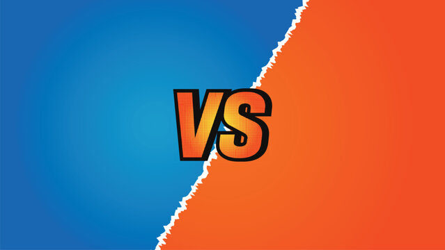 Vector Versus background. Blue against orange gradient orange Vs Blue. Fight background, Comics book colorful competition poster with halftone elements