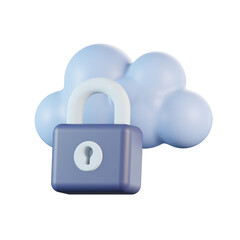 Cloud with Padlock 3D Icon